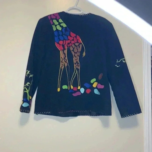 Vintage Allure black jacket with embroidered giraffe on the back and fro… - Picture 3 of 7